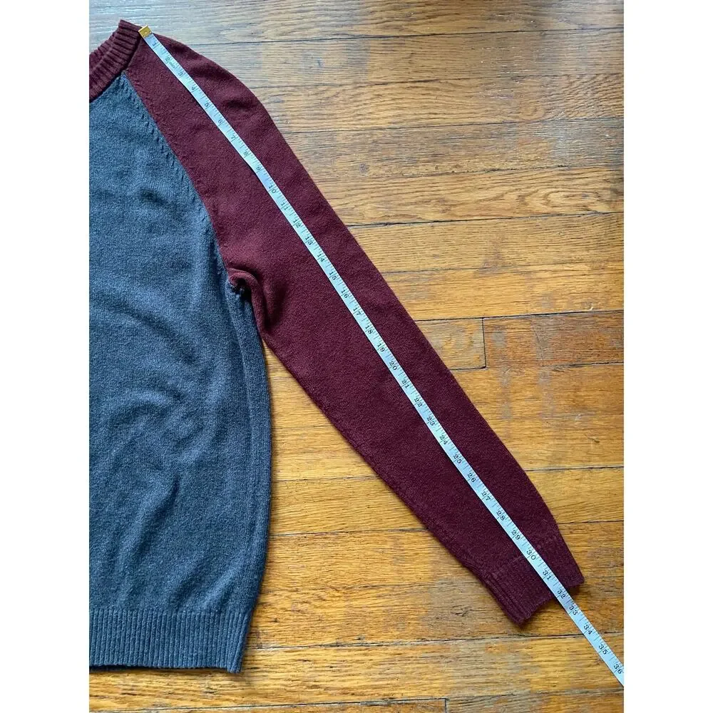 BANANA REPUBLIC Maroon/Grey Knit Pullover Sweater sz L